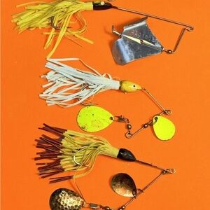Vintage Spinnerbait Fishing Lures Set of 6 Plus 4 Parts Pieces
